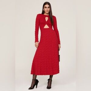 Sabina Musayev Red Long Sleeve Cut-Out Dress